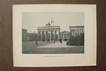 Blatt Architektur Berlin 1898 Brandenburger Tor Pariser Platz Architektur Ortsansicht